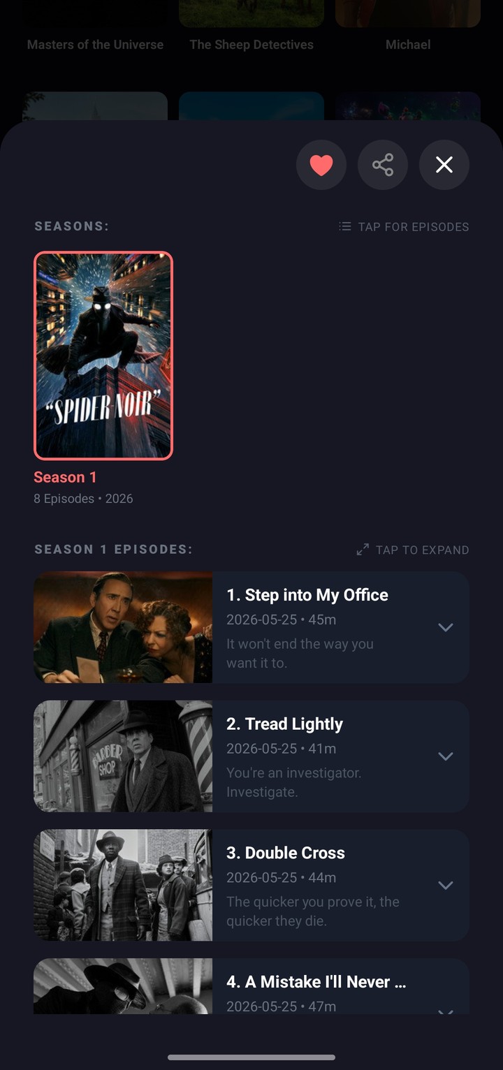 Season and episode guide with episode synopses